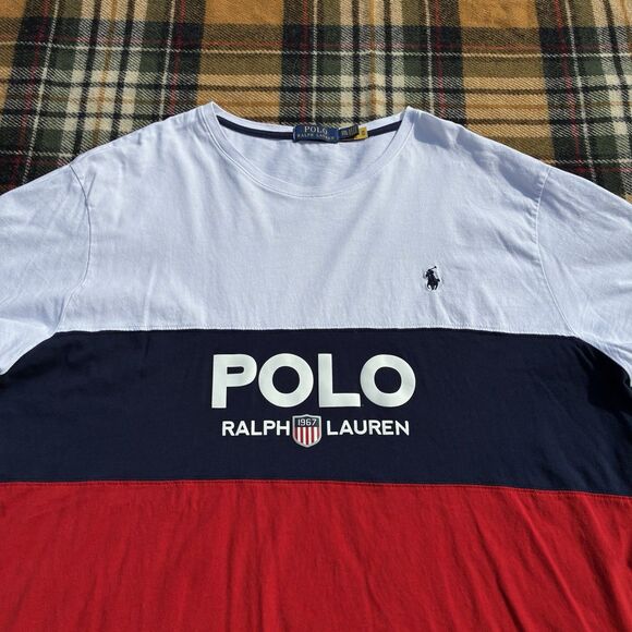 POLO Ralph Lauren Shirt Mens 2XL K Swiss Big Logo Color Block Preppy Old Money - Picture 14 of 14